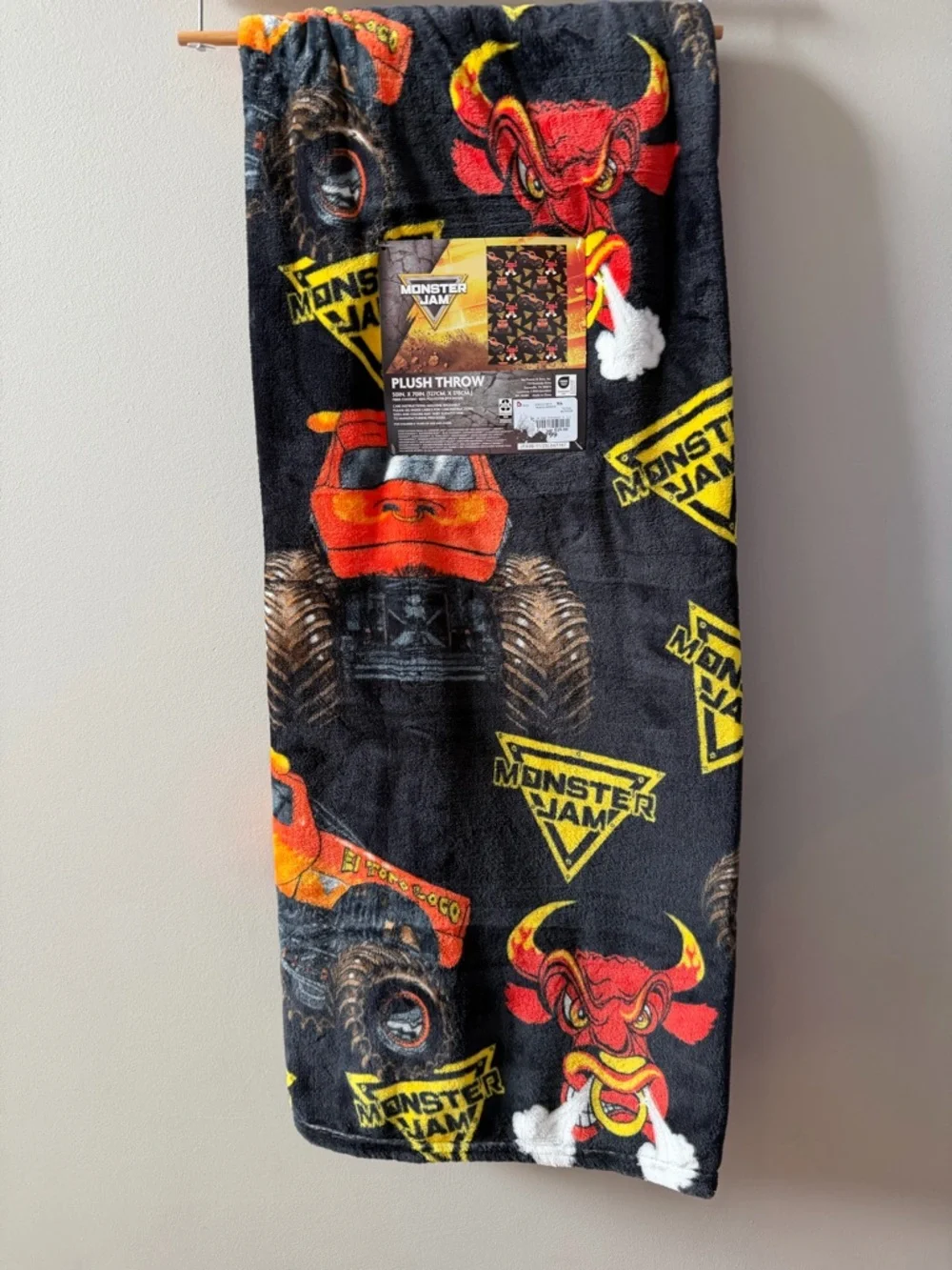 Monster Jam Blanket NEW Plush Throw El Toro Loco Trucks Boy Room Decor Truck Car